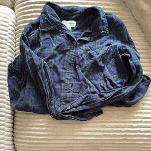 Old Navy Blue and Green Plaid Shirt